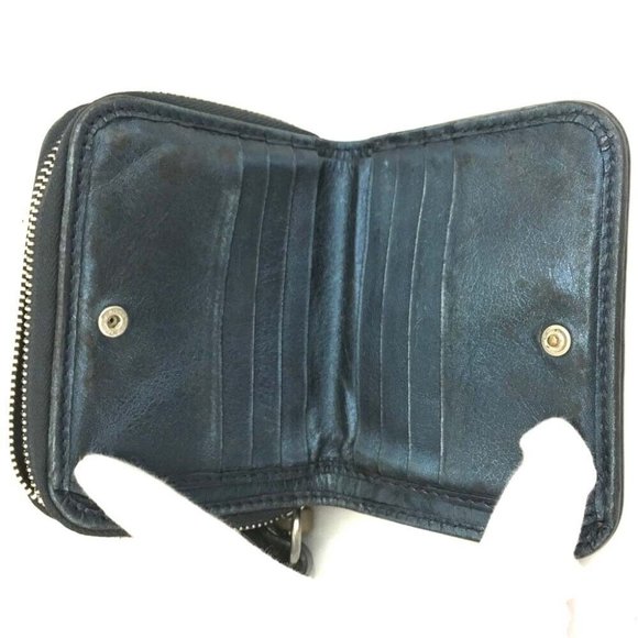 Chloe Wallet Logo Canvas Leather Bifold Metallic Blue - Picture 15 of 17